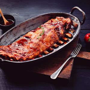 Costellam de Porc Duroc amb Salsa Barbacoa Artesana – 100% Natural